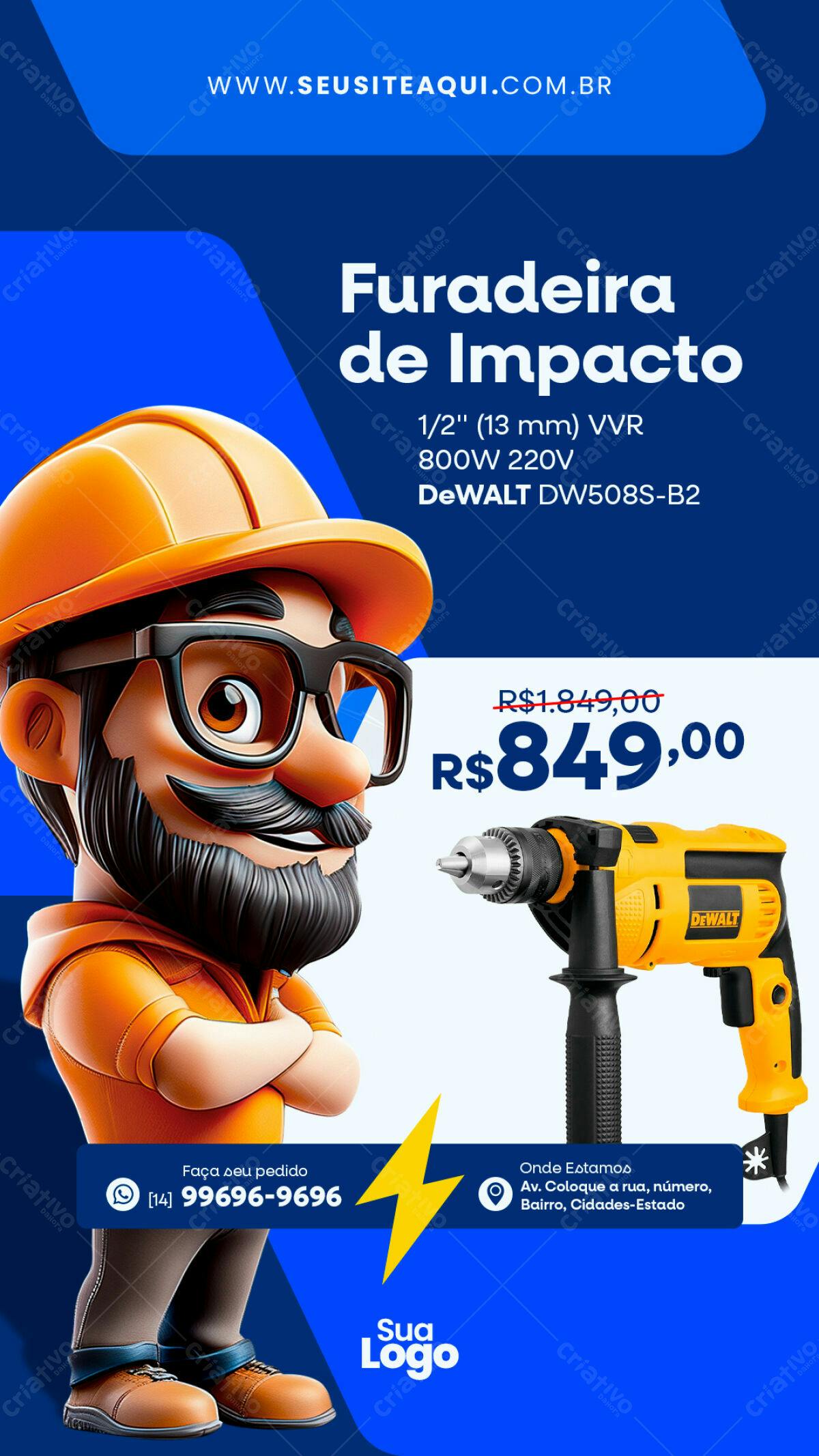Flyer Publicitário Ferramenta DeWalt PSD Editável