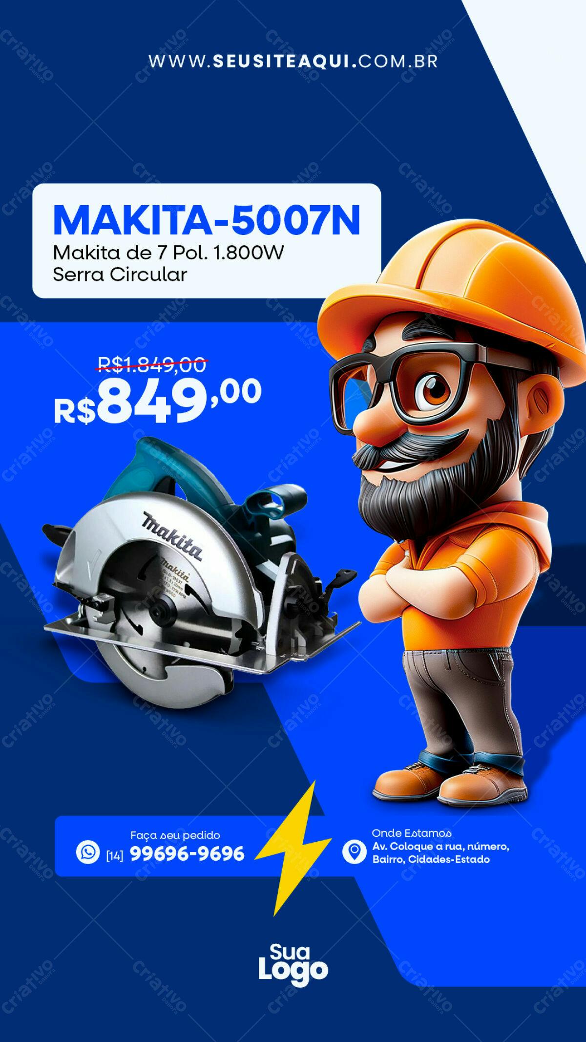 Flyer Promocional Serra Circular Makita PSD Editável