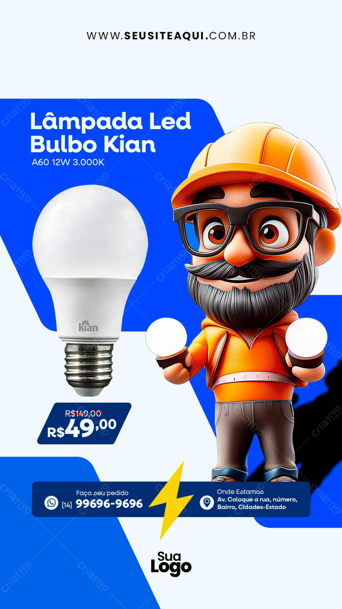 Flyer para Promoção de Lâmpada Led Kian PSD Editável