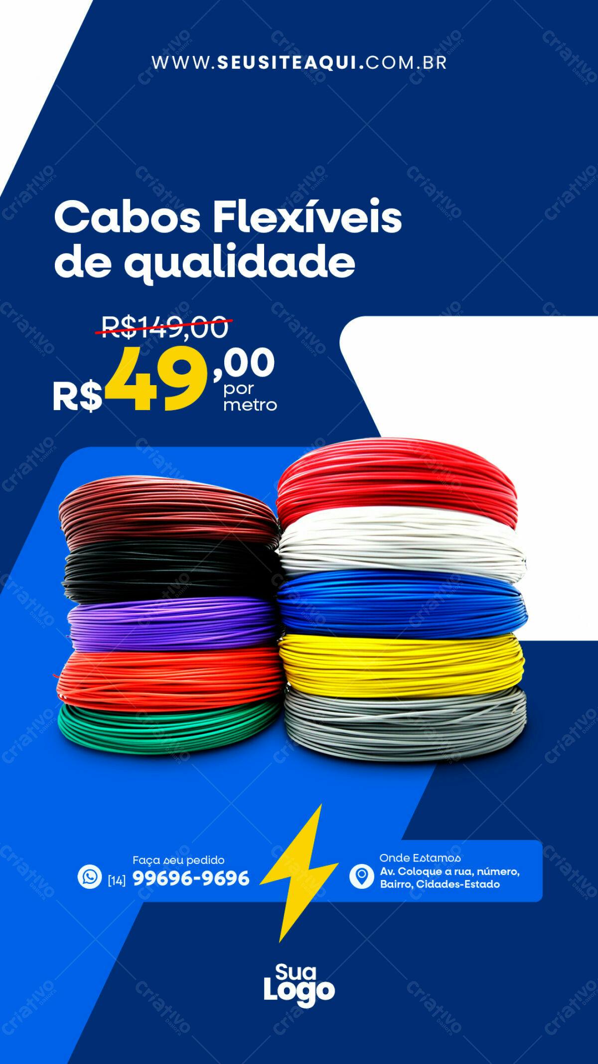 Flyer para Venda de Cabos Flexíveis PSD Editável