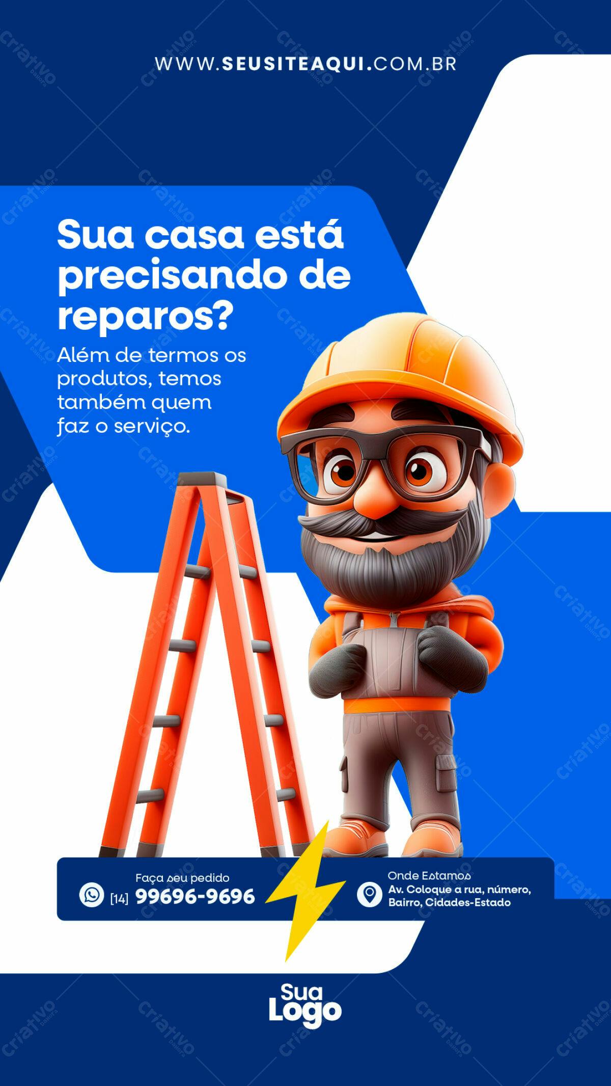 Flyer para Serviços de Reparos Residenciais PSD Editável