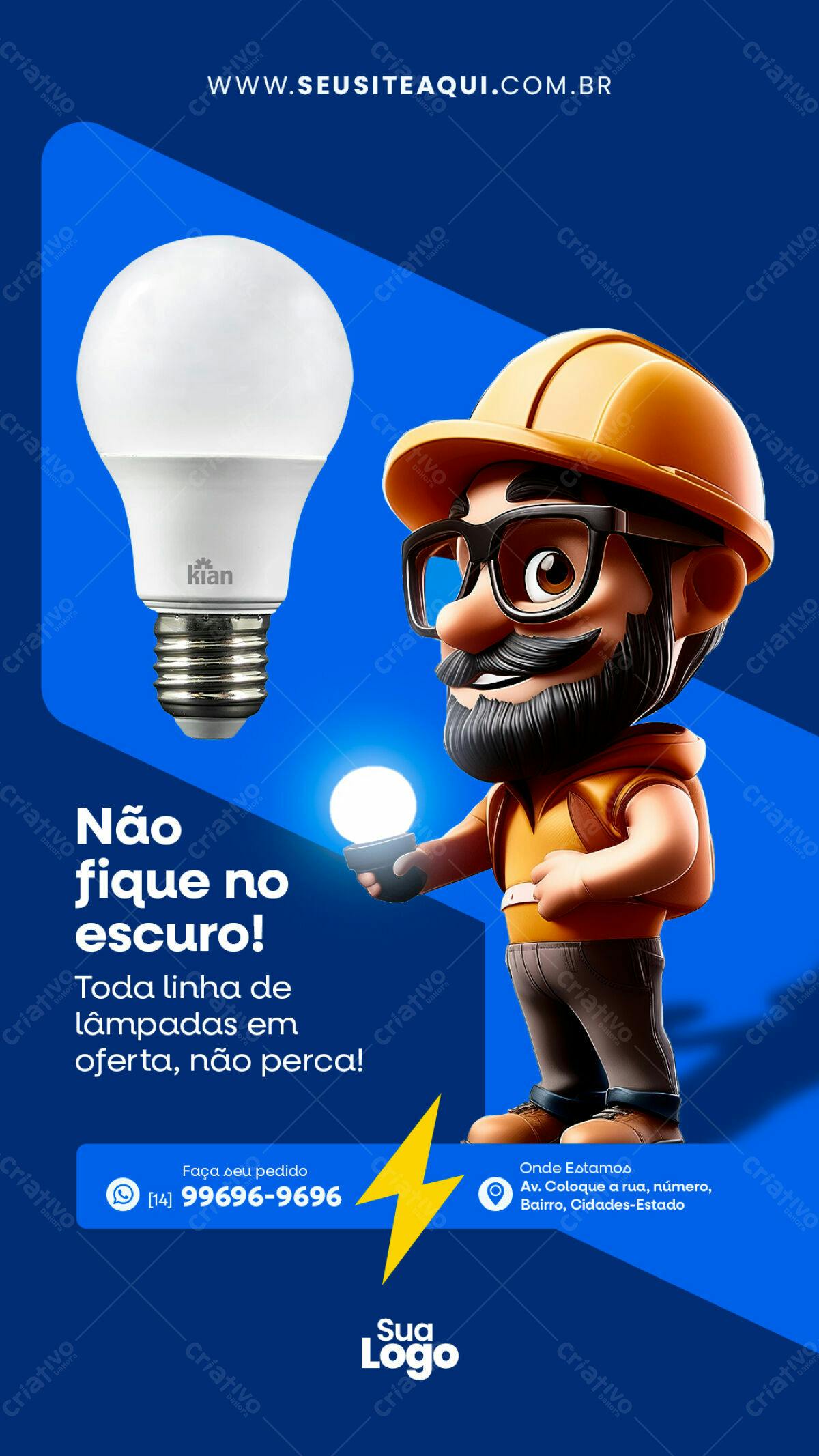 Flyer Oferta de Lâmpadas PSD Editável
