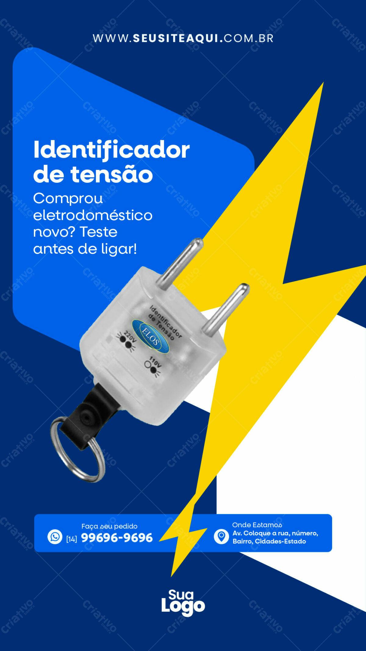 Flyer para Teste de Tensão em Eletrodomésticos PSD Editável