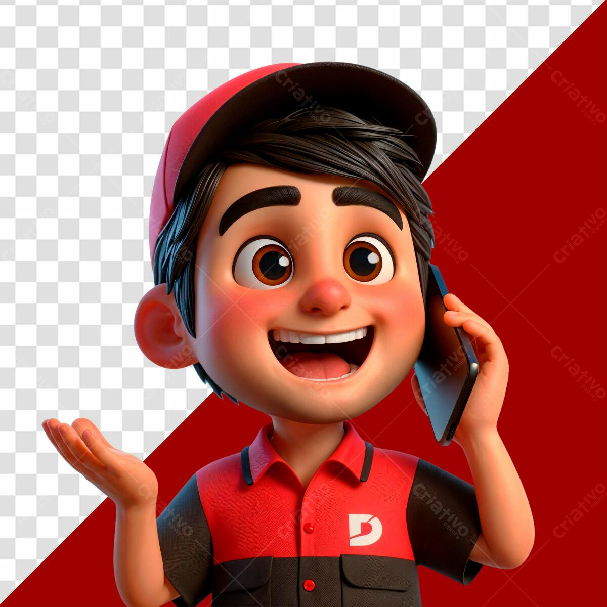 Personagem Cartoon Entregador PSD Editável
