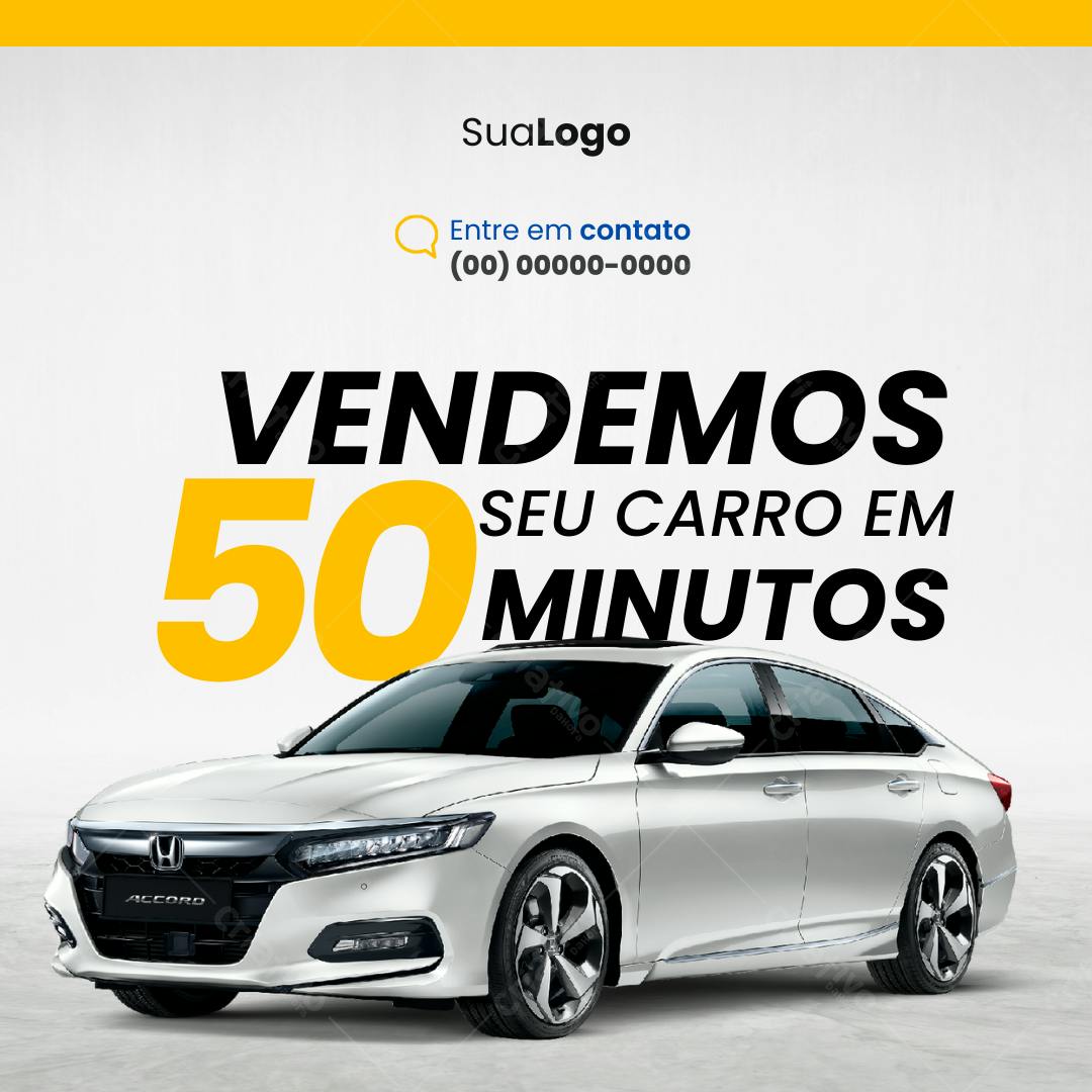 Post Instagram Venda de Carro Rápida em 50 Minutos Editável no Canva