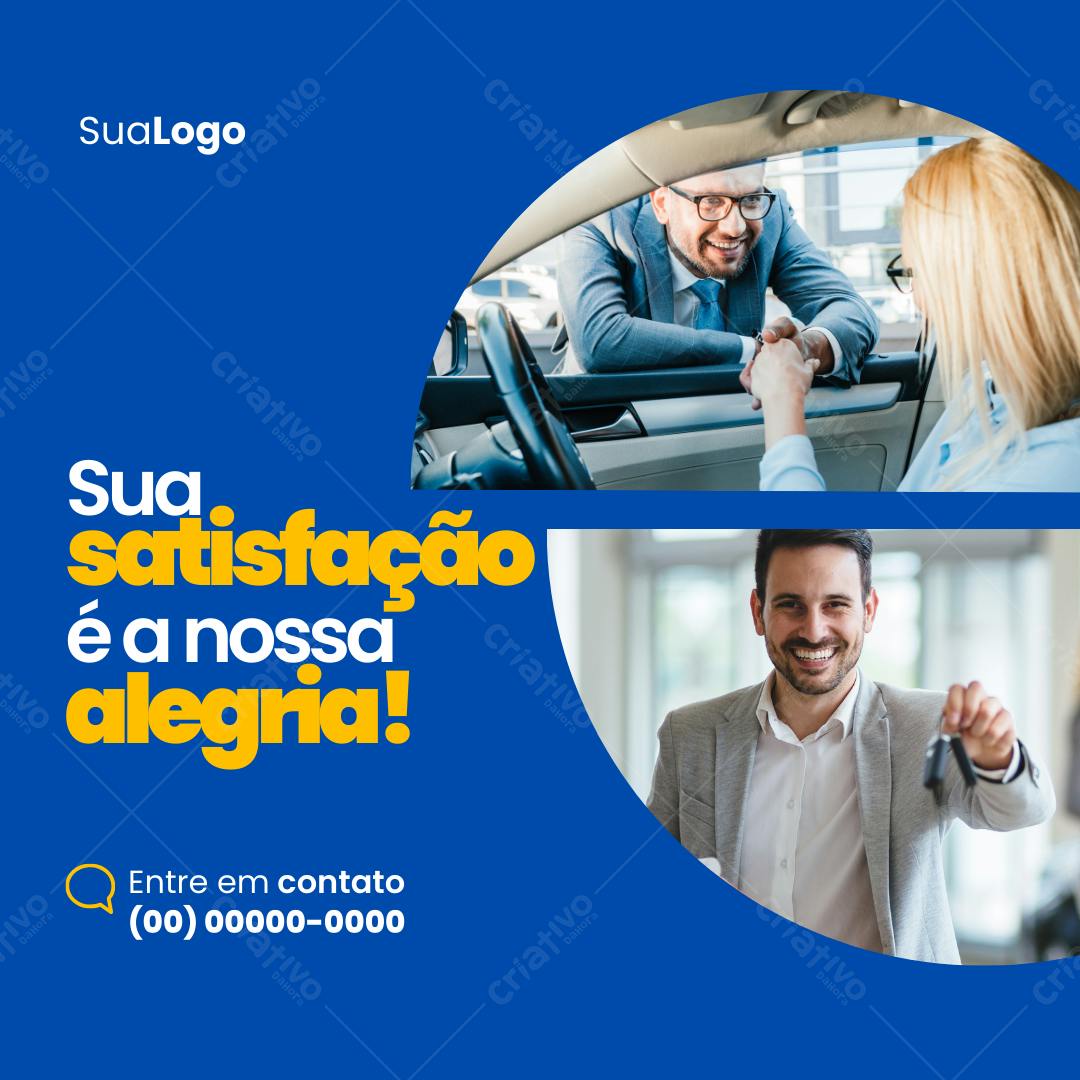 Post Instagram Concessionária Azul e Amarelo Editável no Canva