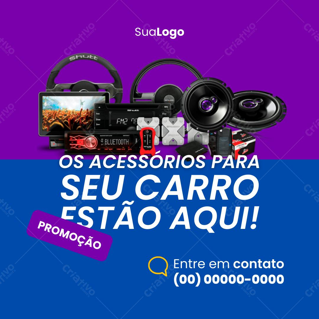 Post Instagram Promoção Acessórios Automotivos Editável no Canva