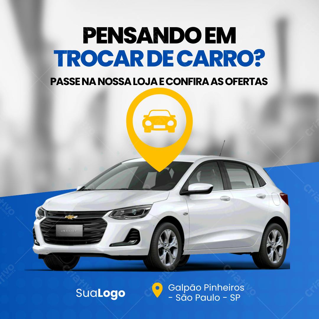 Post Instagram Promoção Carro Branco Editável no Canva