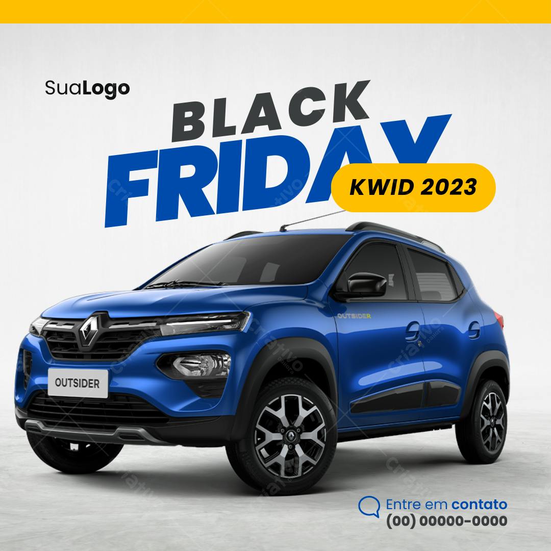 Post Instagram Black Friday Renault Kwid 2023 Editável no Canva