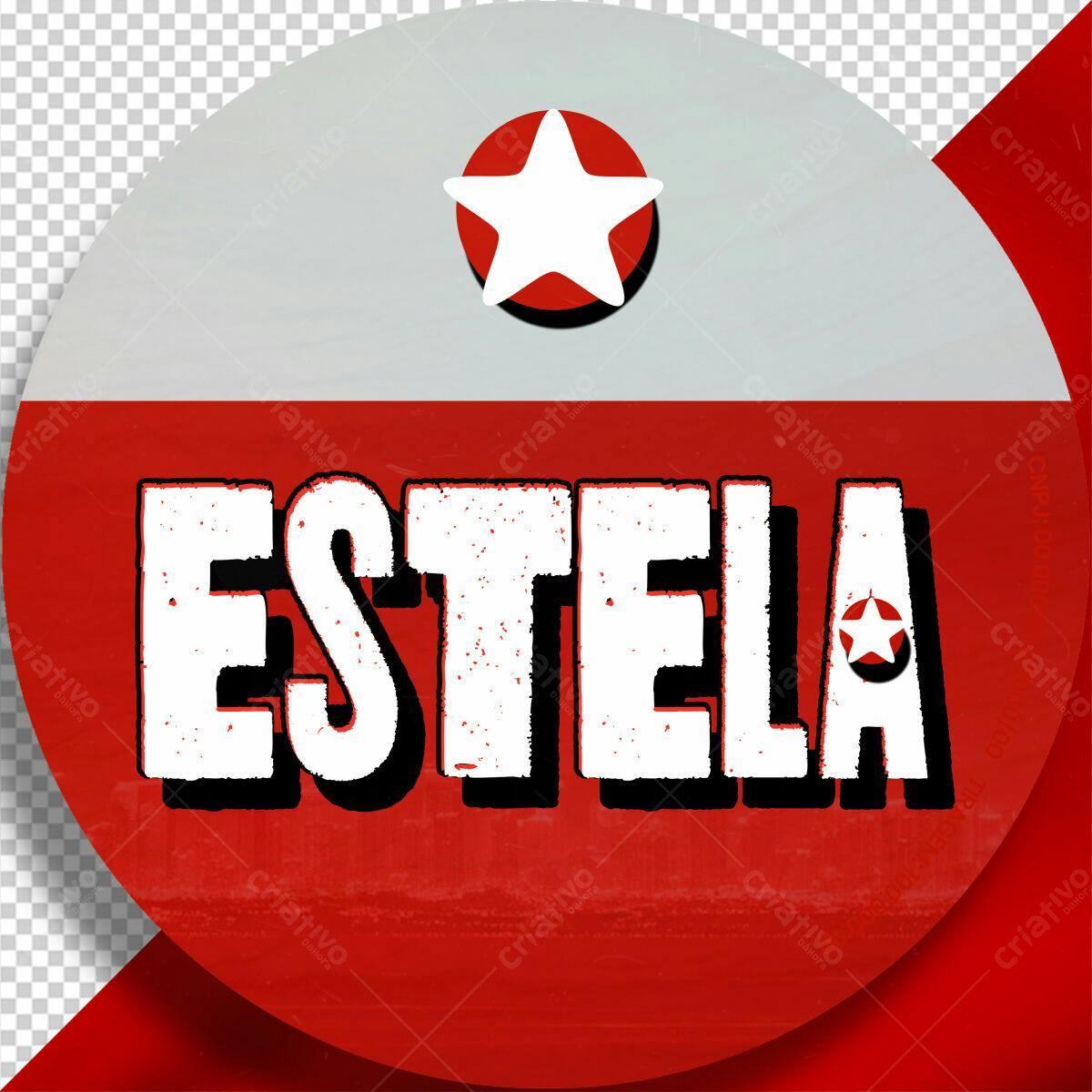 Badge Estrela Vermelha PSD Editável