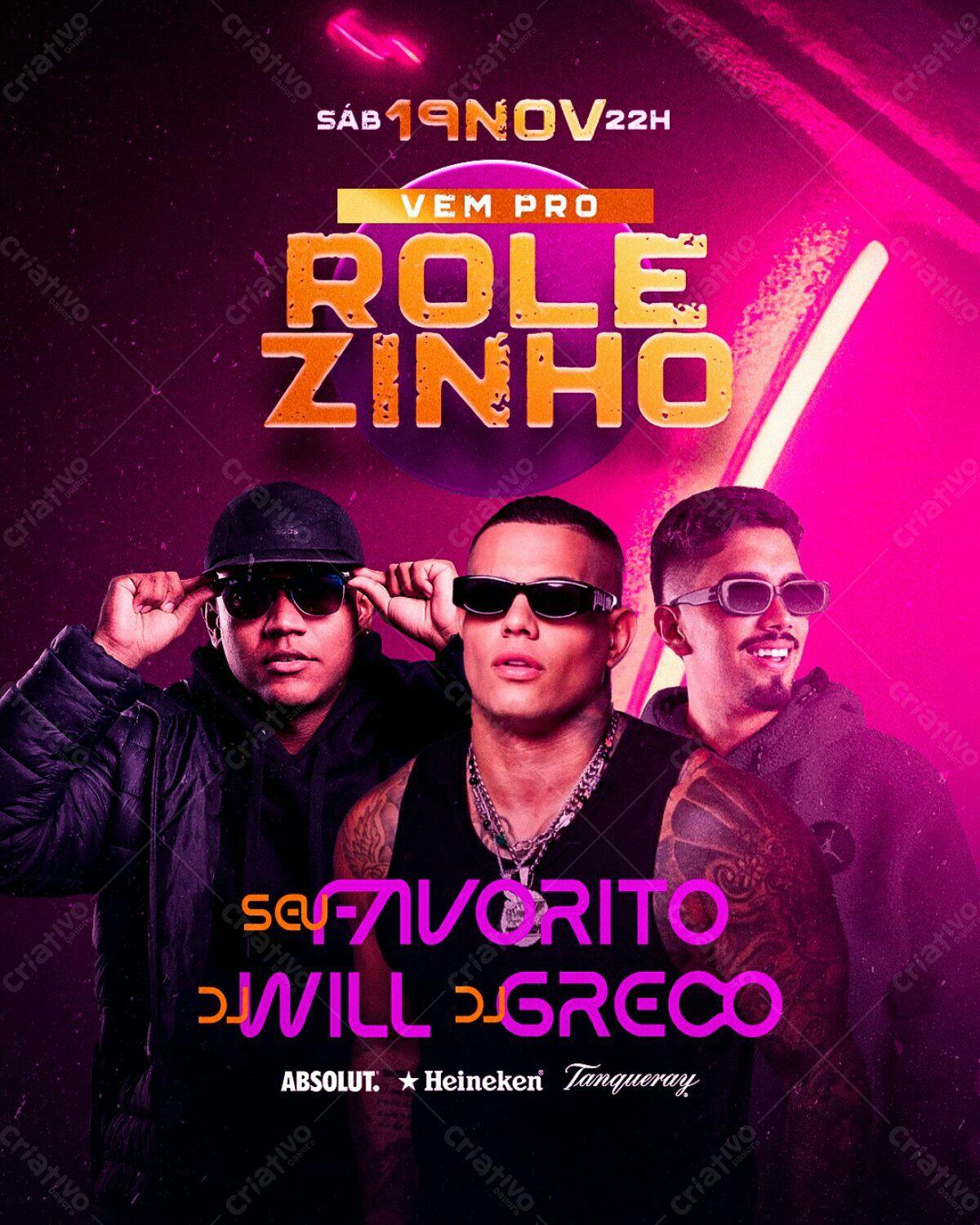 Flyer para Festa Rolezinho com DJ Will Greco PSD Editável