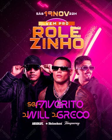 Flyer evento vem pro rolezinho feed psd editável