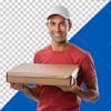 Delivery guy with pizza box