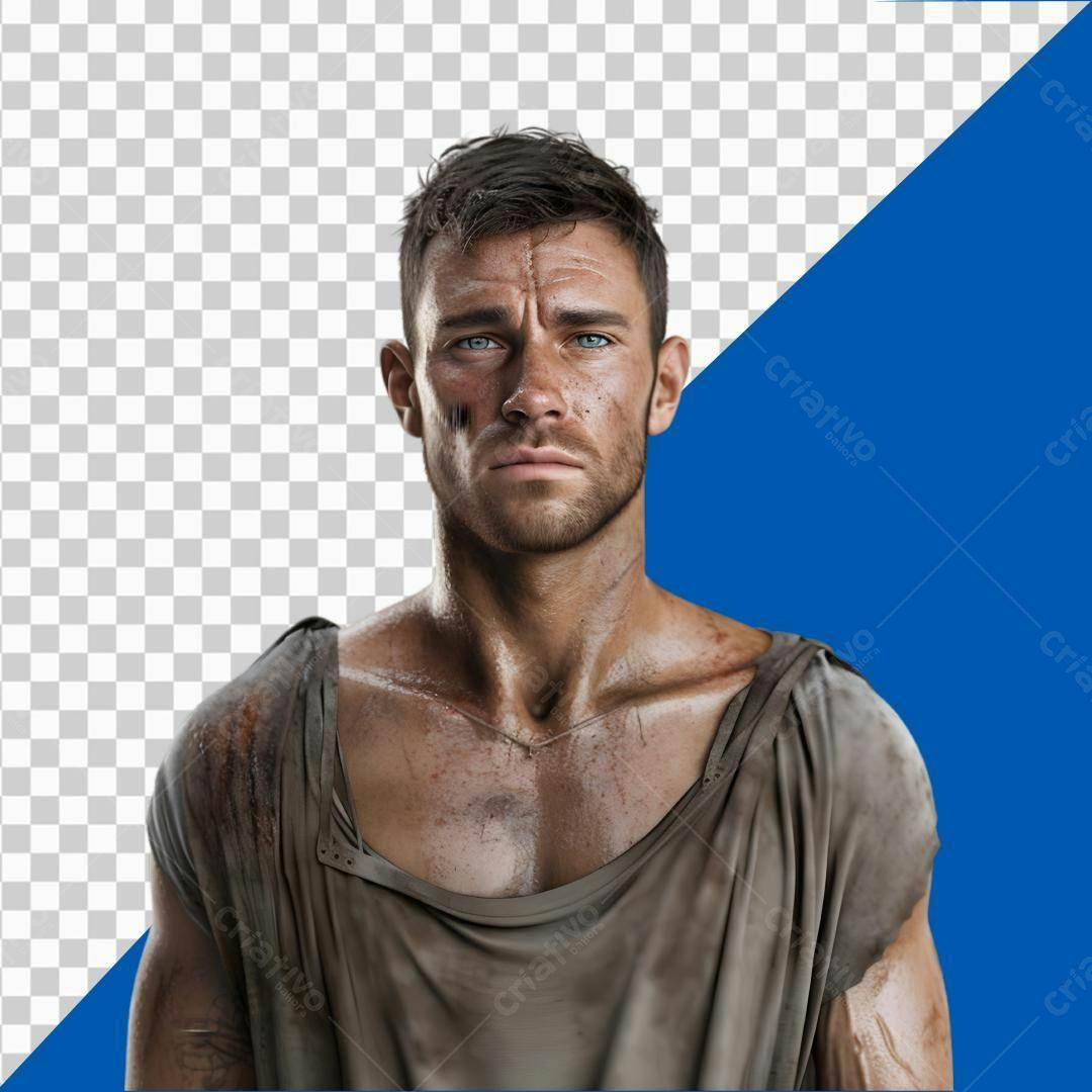 Imagem PNG com fundo transparente Homem sujo e machucado