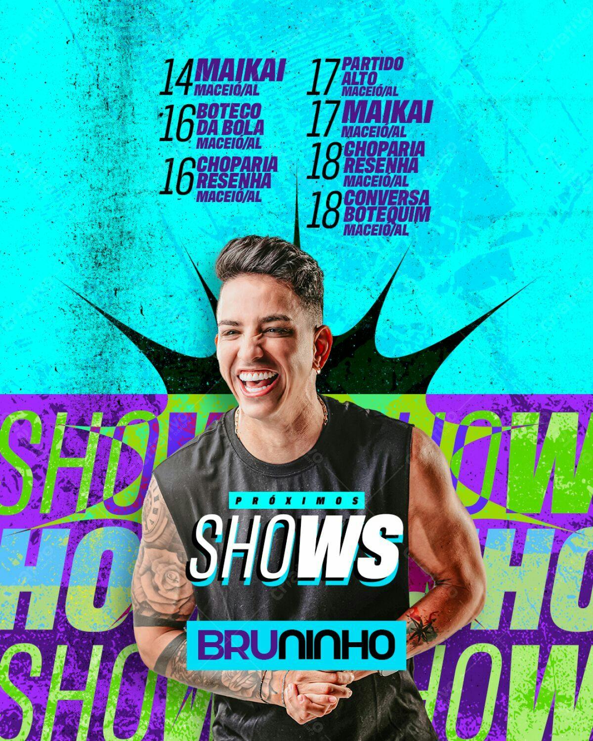 Flyer Shows Bruninho PSD Editável
