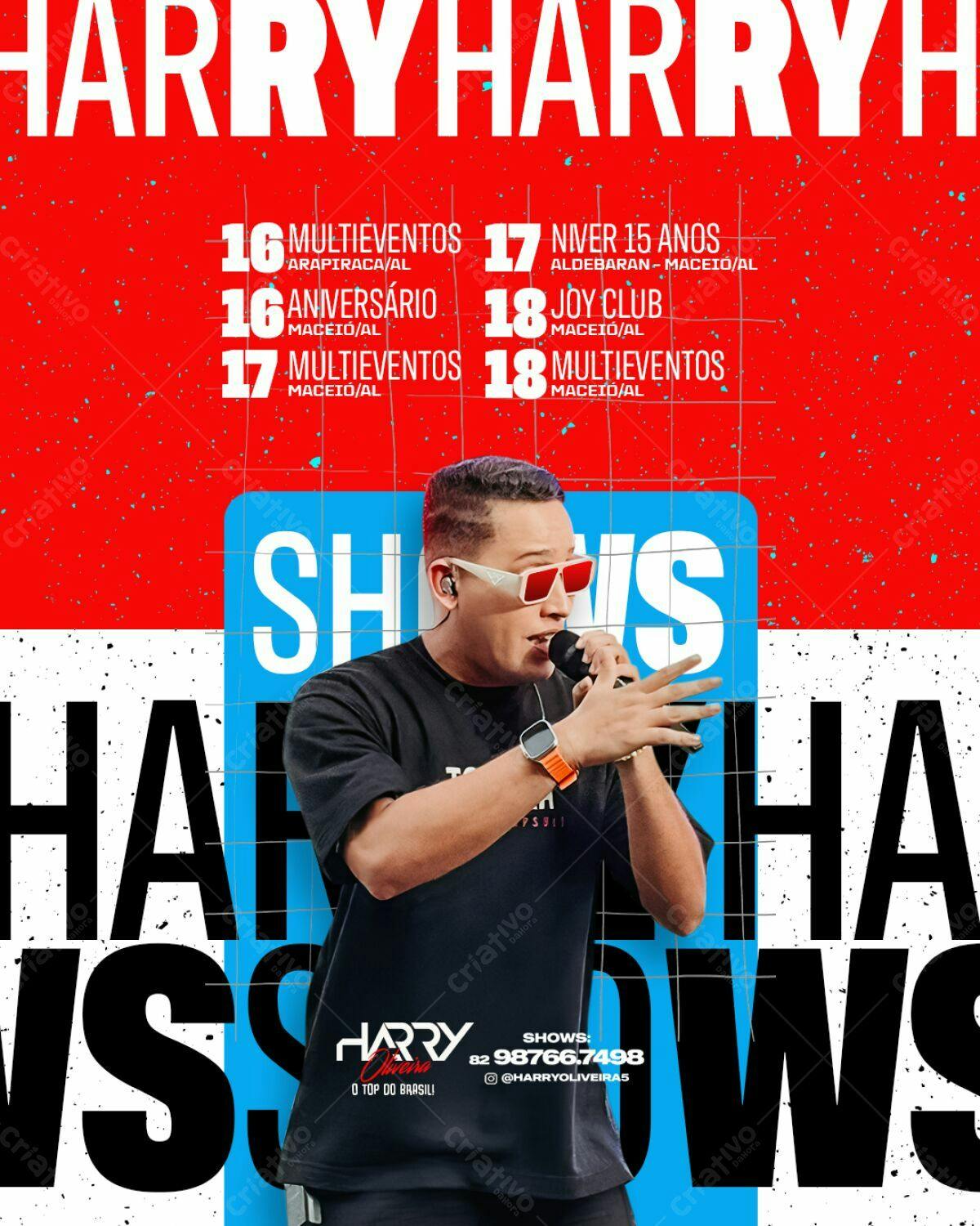 Flyer para Shows do Harry Oliveira PSD Editável