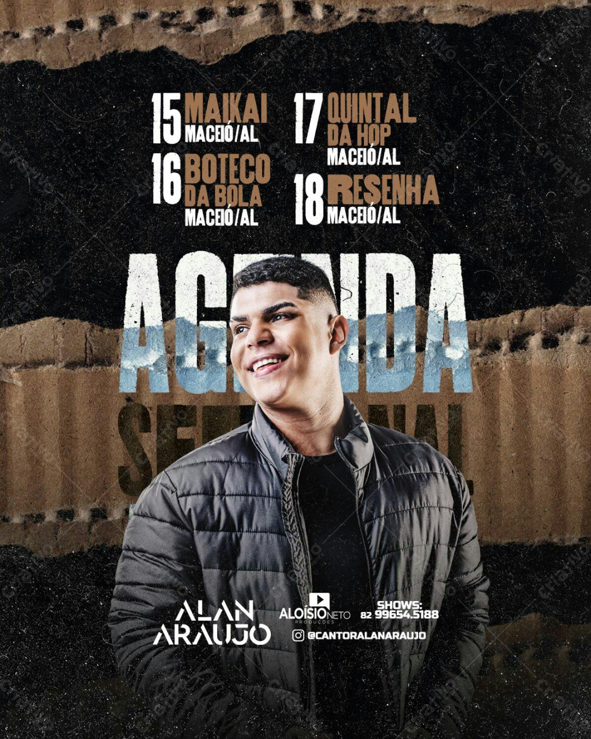 Flyer Agenda de Shows Alan Araujo PSD Editável