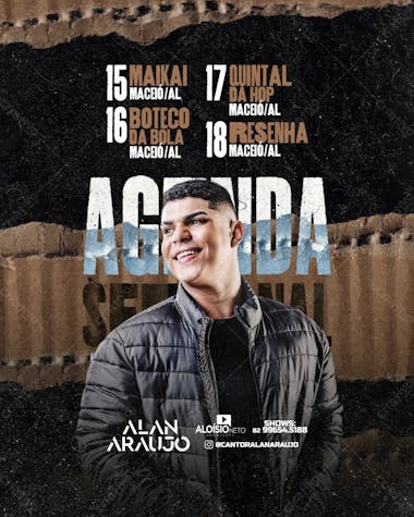 Agenda semanal alan araujo (feed e stories)