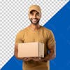 Smiling delivery man with package