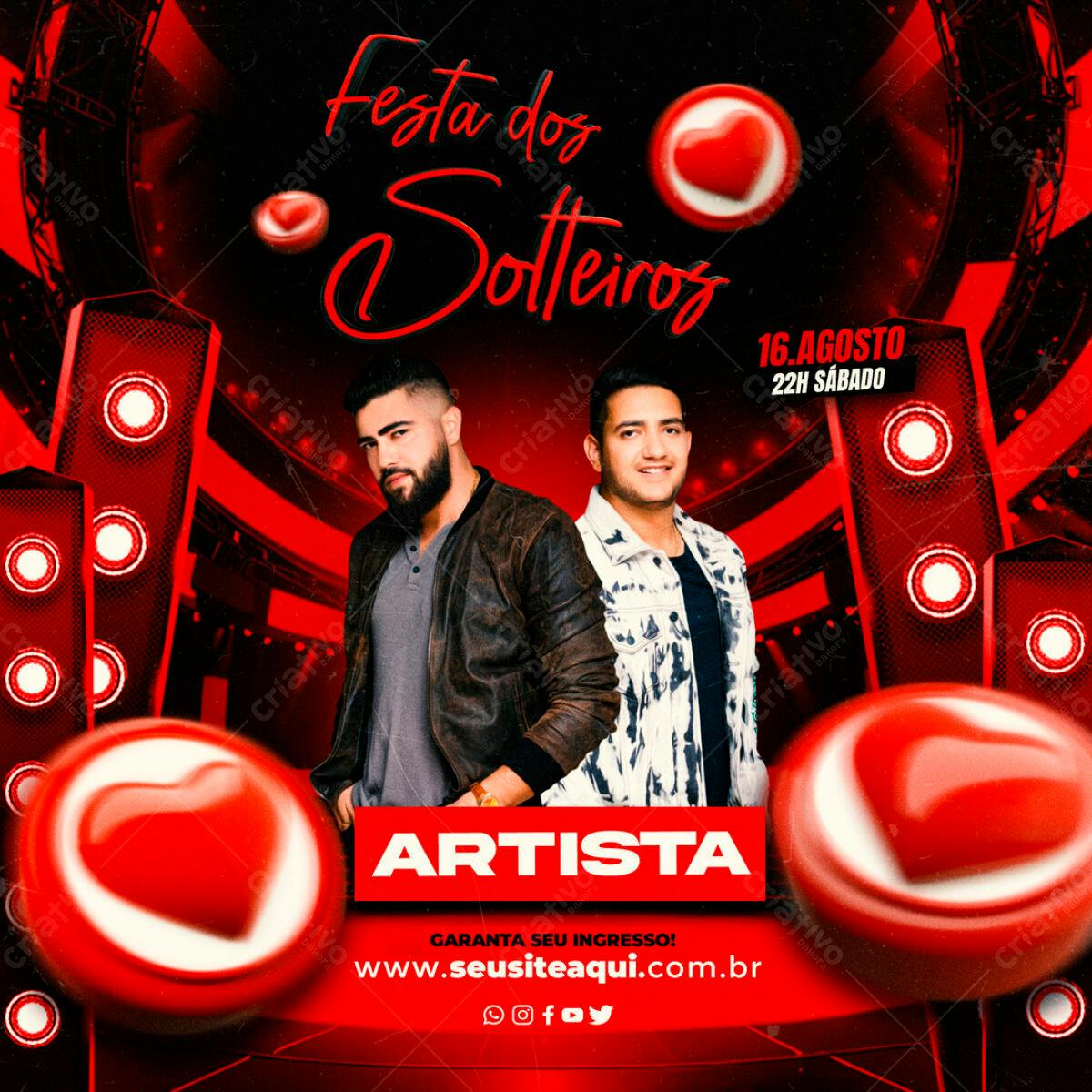 Flyer Festa dos Solteiros PSD Editável
