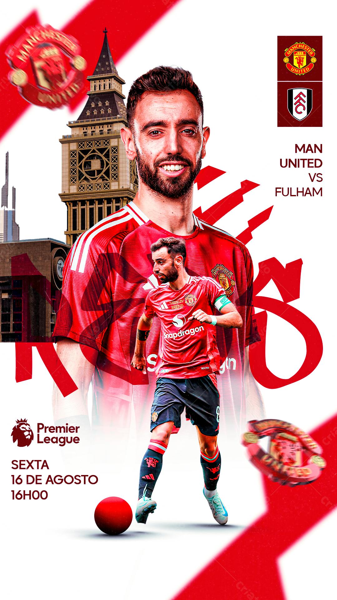 Poster Manchester United x Fulham PSD Editável
