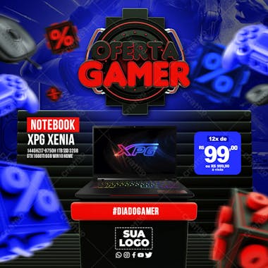 Dia do gamer oferta notebook para redes sociais