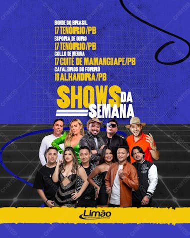 Shows da semana agosto limão produções (feed e stories)