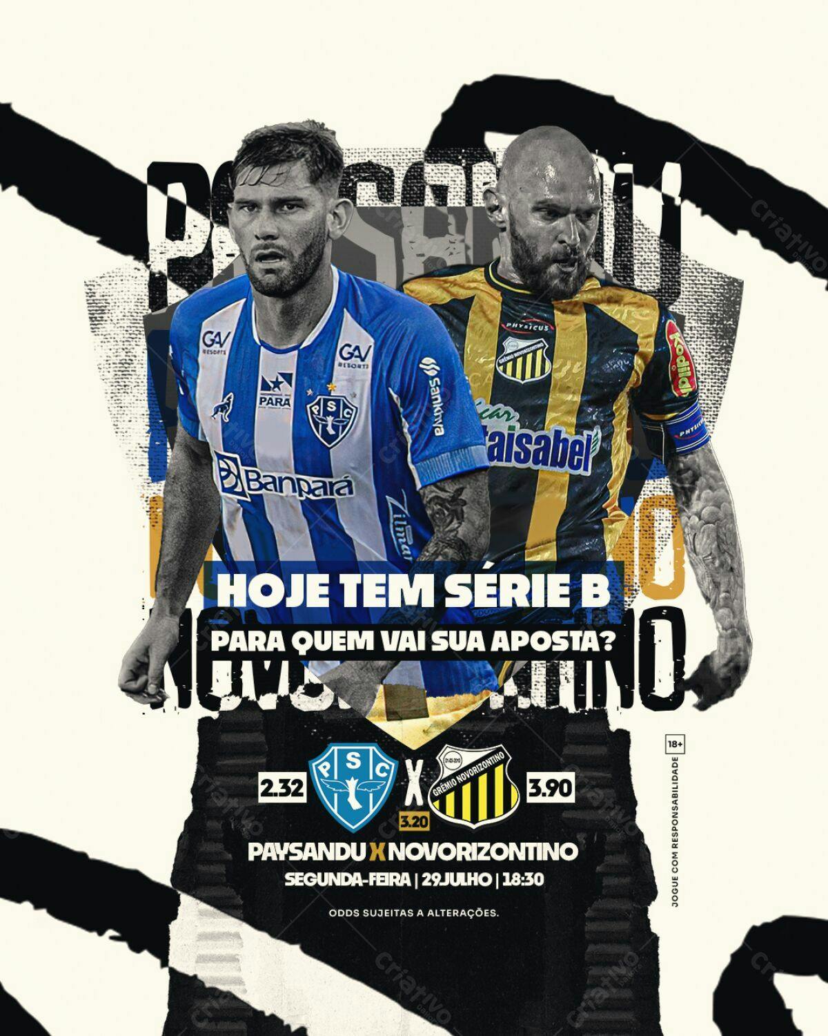 Flyer Série B Paysandu x Novorizontino PSD Editável