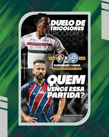 Jogo do dia fluminense x bahia (feed e stories)