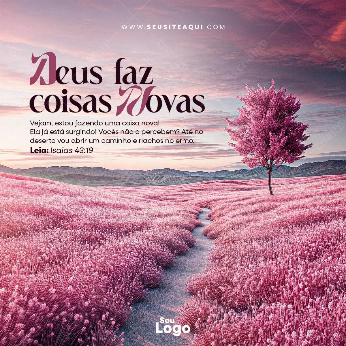 Post para Redes Sociais Deus Faz Coisas Novas PSD Editável