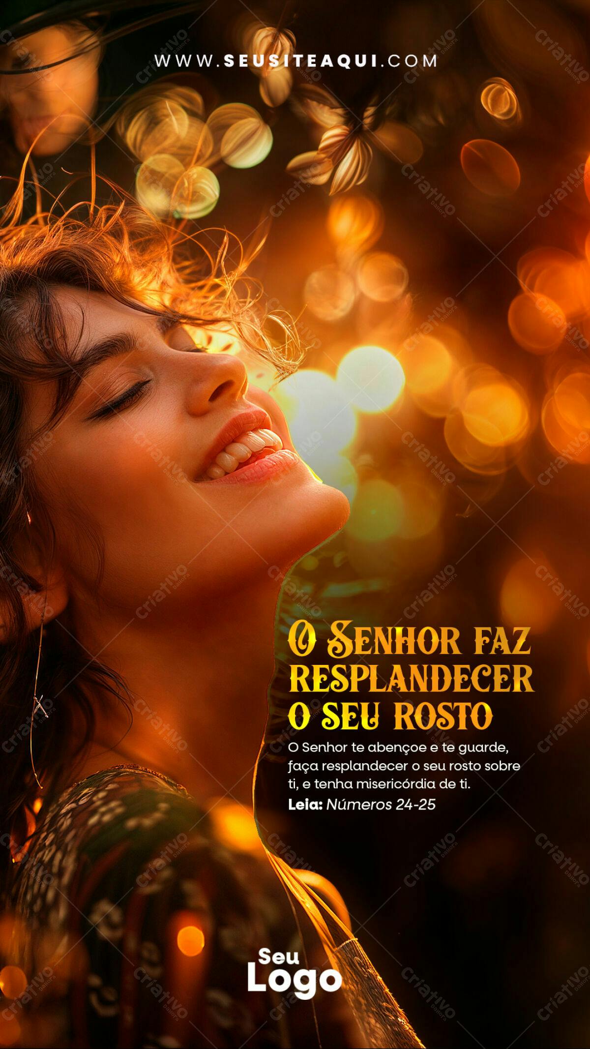 Flyer Religioso com Mulher Sorrindo PSD Editável