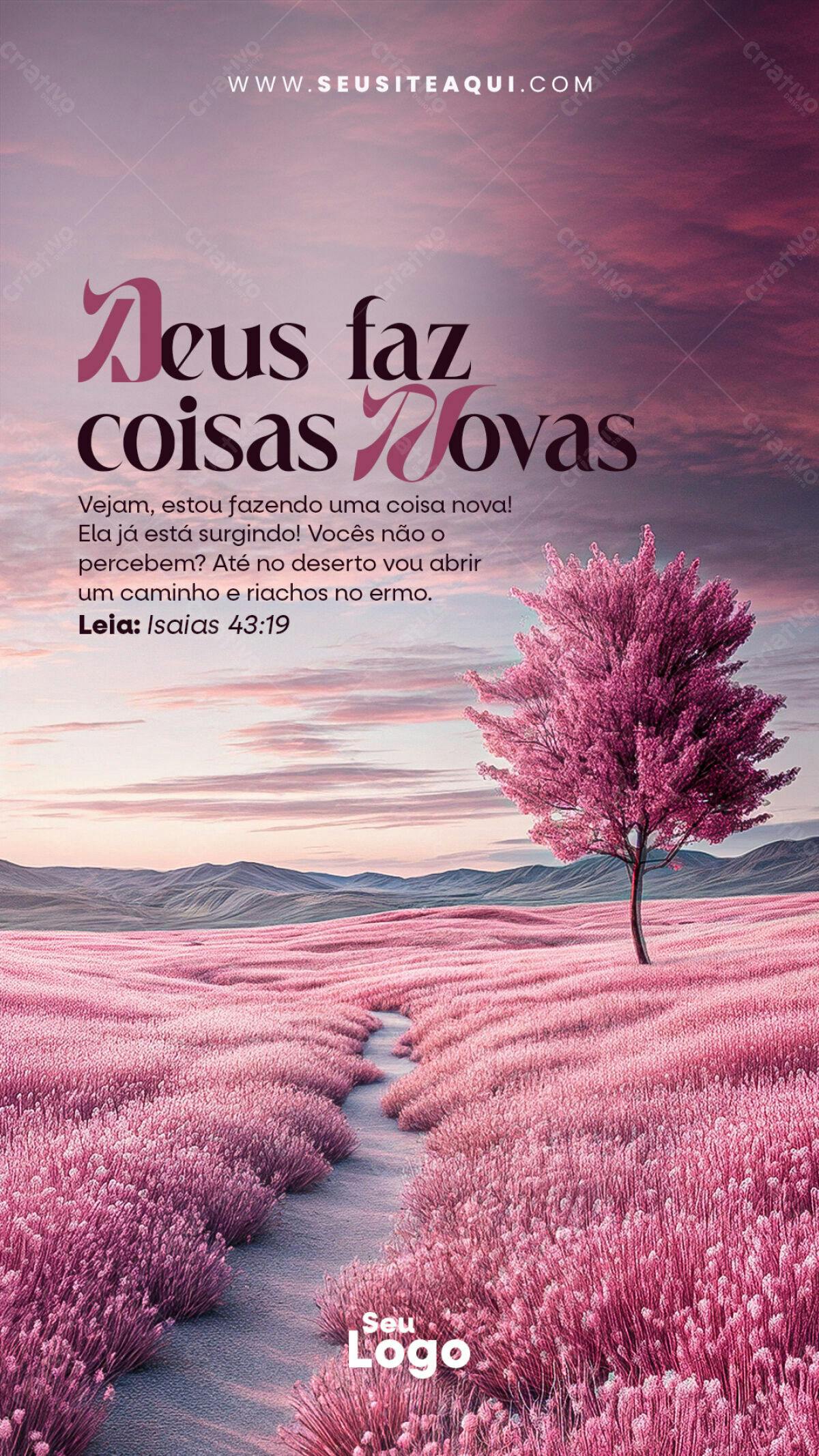 Post para Redes Sociais Deus Faz Coisas Novas PSD Editável
