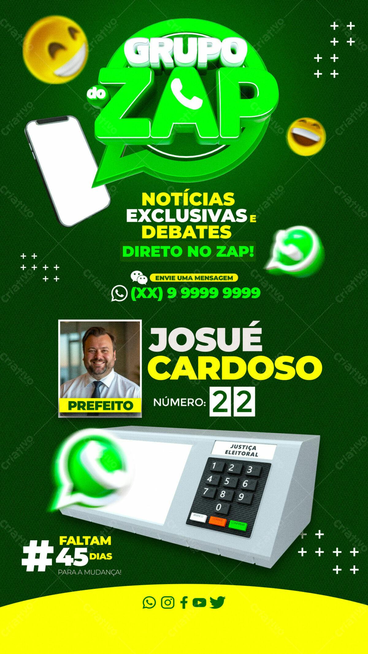 Flyer Eleições Grupo Zap PSD Editável