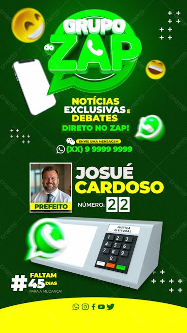 Eleições 2024 grupo do whatsapp prefeito redes sociais stories