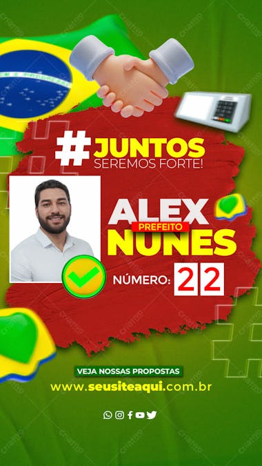 Eleições 2024 juntos seremos forte prefeito redes sociais stories