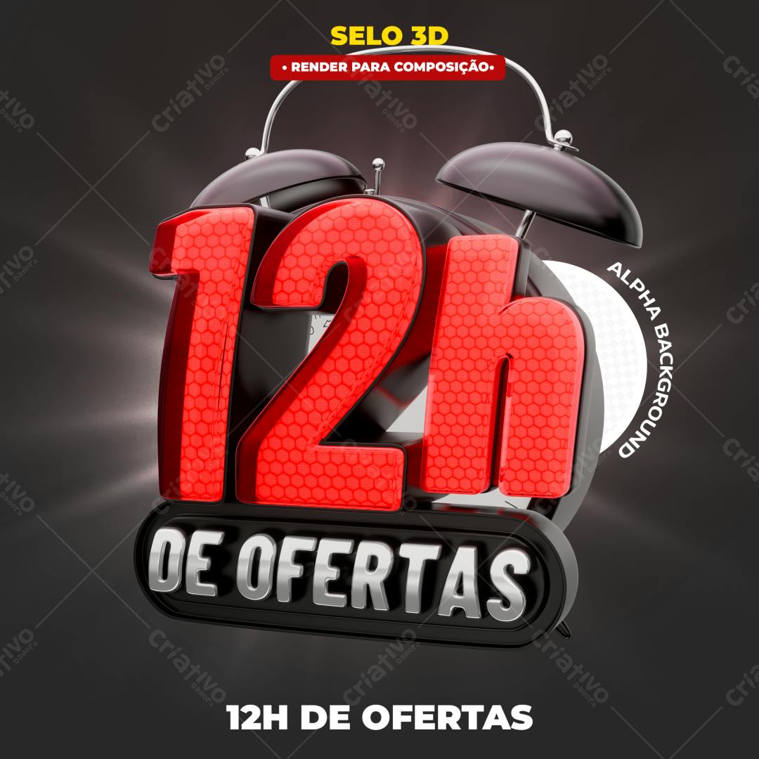 Selo 3D promocional vermelho e preto
