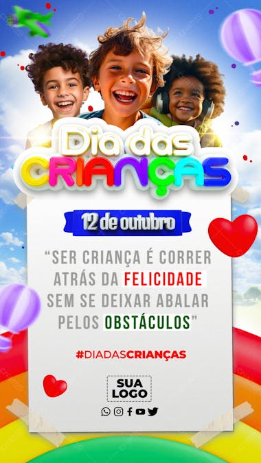 Dia das crianças 12 de outubro redes sociais stories