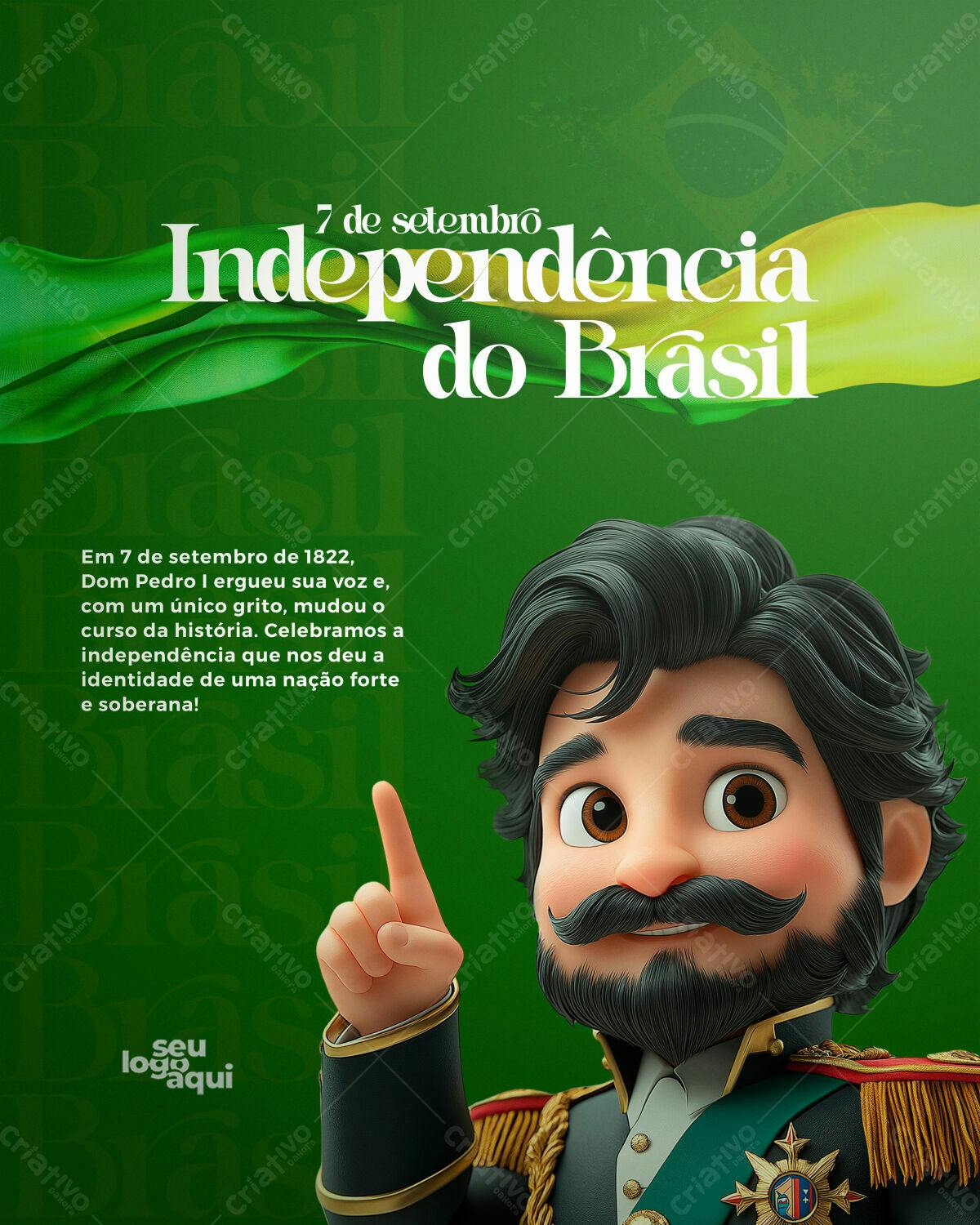 Poster 7 de Setembro Independência do Brasil PSD Editável