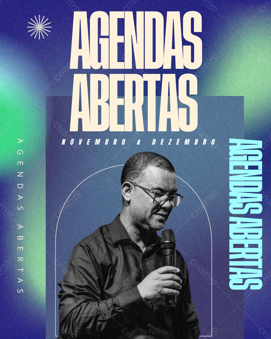 Template de divulgação Agendas Abertas Novembro e Dezembro Editável no Canva