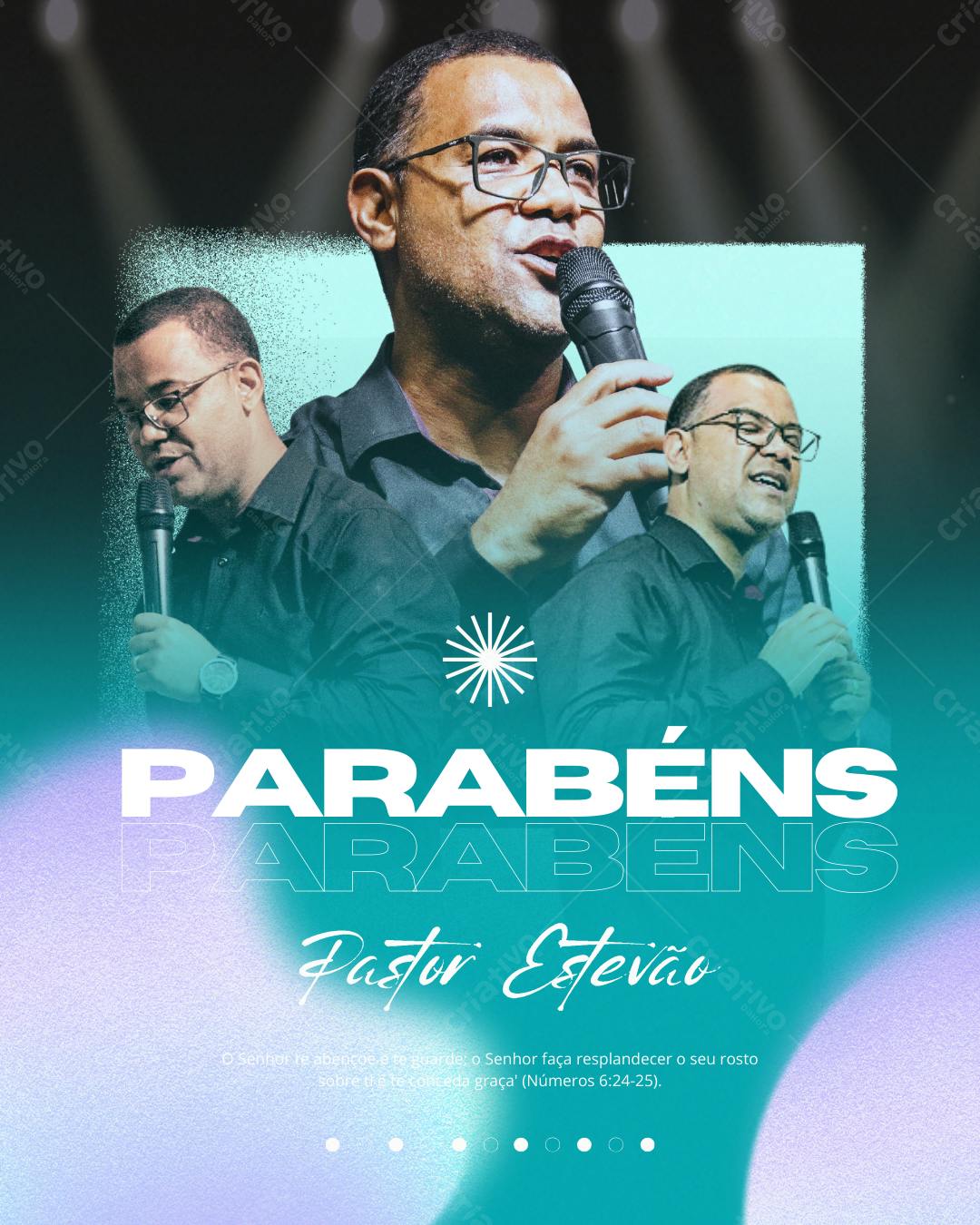Post Instagram Parabéns Pastor com foto Editável no Canva