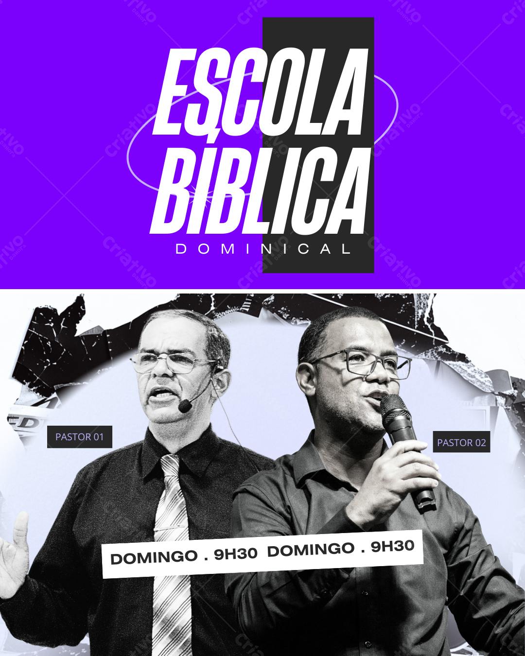 Template de Divulgação Escola Bíblica Dominical Editável no Canva