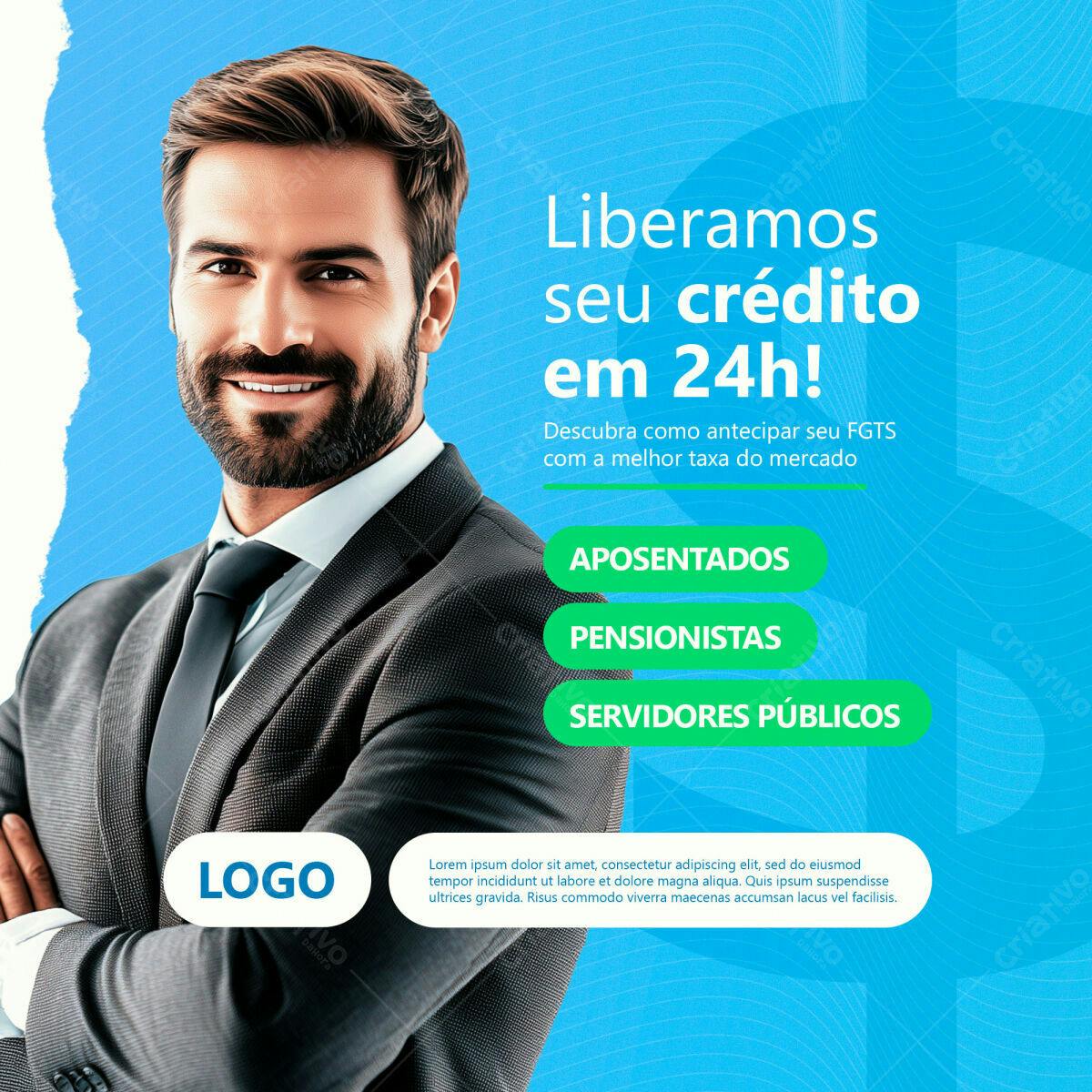 Postagem Mídias Sociais Crédito Consignado PSD Editável