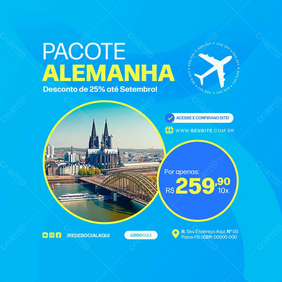 Postagem para Promoção de Pacotes Alemanha PSD Editável