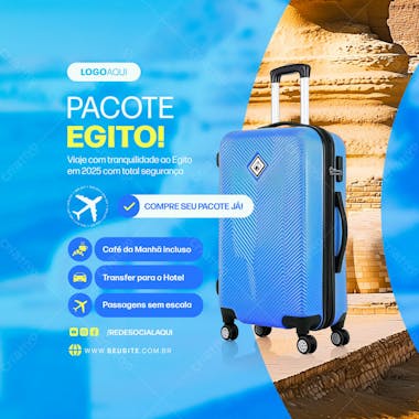 Pacote de viagem agência de viagens social media post feed