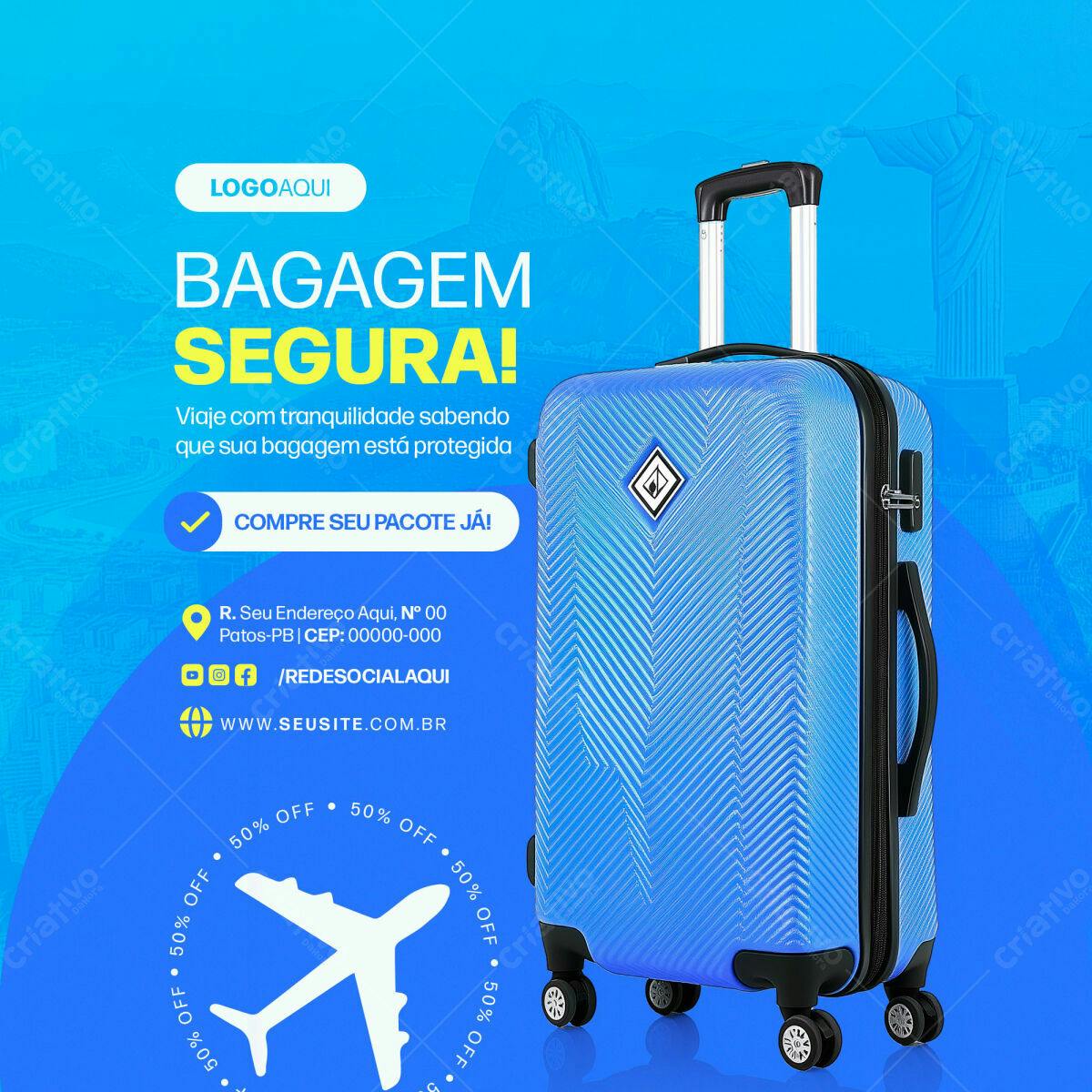 PSD para anúncio de Bagagem Segura PSD Editável