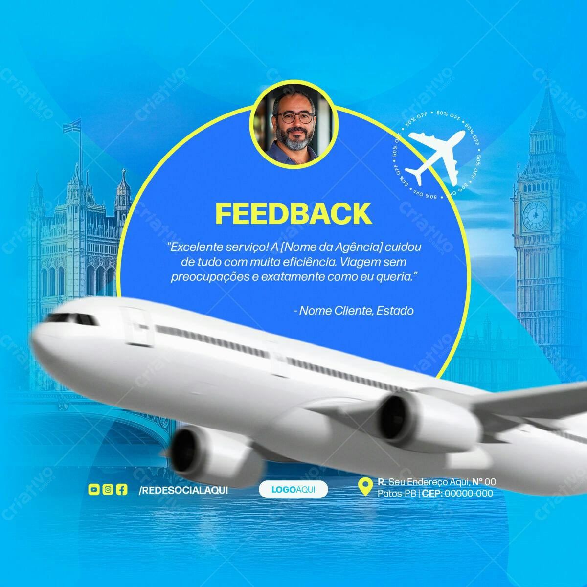 Postagem Redes Sociais Agência de Viagens PSD Editável