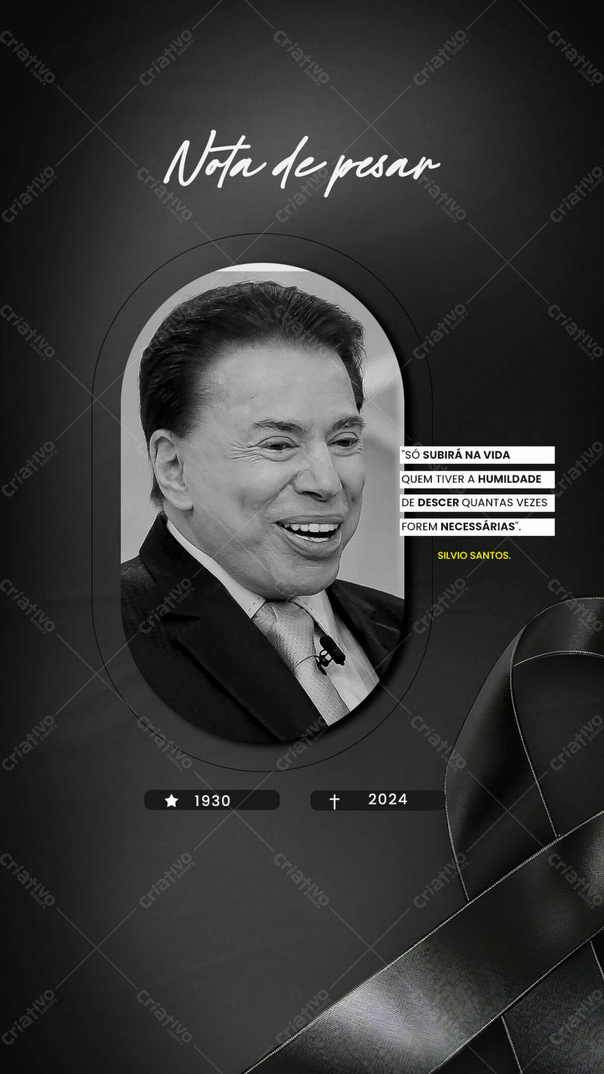 Nota de Pesar para Silvio Santos PSD Editável