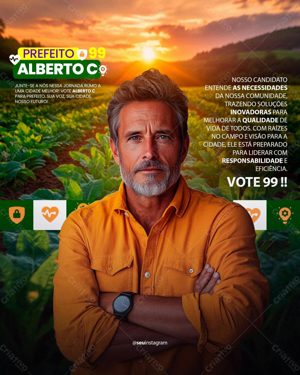 PSD para Campanha Política - Prefeito Alberto C 99 PSD Editável