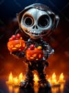 Skeleton halloween 3d mascot with large eyes