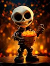 Skeleton halloween 3d mascot with big eyes.